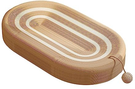 F Fityle Katzenkratzpad mit Spielzeug, Katzen Kratzbrett Sisal, Kratzunterlage Katze, Kratzbrett Pappe Oval, Kratzmöbel Kratzspielzeug, Interaktives Kratzbrett Wellpappe, Cat Scratching Board, Stil a