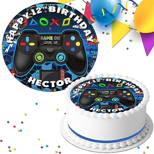 GAMING PARTY BIRTHDAY PERSONALISED EDIBLE ICING 7.5 INCH CAKE TOPPER DECORATION SV-59