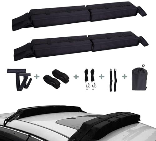 𝗕𝗮𝗿𝗿𝗮𝘀 𝗱𝗲 𝗧𝗲𝗰𝗵𝗼 𝗦𝘂𝗮𝘃𝗲𝘀, Baca Portaequipajes de Coche Universal para Viajes, Almohadillas Plegables Blandas para Equipaje, Barra Portátil para Transportar.