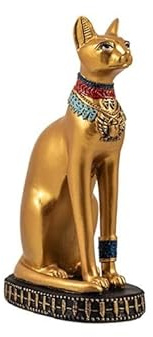 DRW Bastet Ägyptische Göttin Goldene Katze aus Harz, handbemalt, 4 x 7 x 12 cm