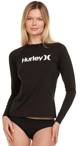 Hurley Rash Guard for Women, Womens Rash Guard Long Sleeve Shirts, Rashguard Swim Shirt Women UPF 50+ SPF & UV Protection Black