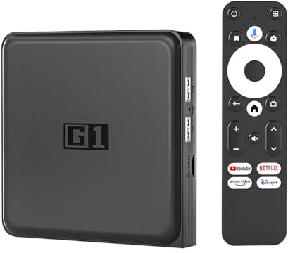Android TV Box G1 4K HDR Smart Streaming Player | 4 Go RAM WiFi 6 LAN | Netflix, Youtube, Disney+ Support