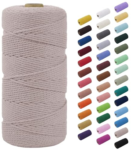 CAMAL Makramee-Garn, Makramee Garn 2mm Baumwollgarn 200m Baumwollschnur Bunte Makrameegarn für DIY Handwerk Basteln Stricken Boho Deko, Baumwollschnur zum Basteln Stricken (Hanfgrau)