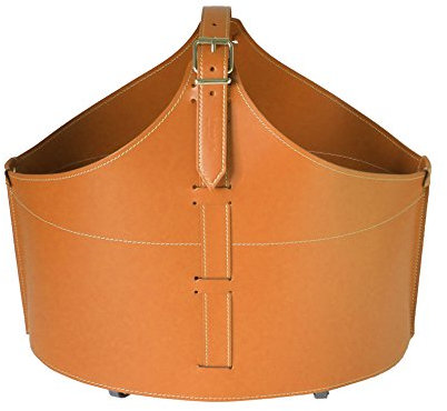 LIMAC Design FABIA Holzkorb aus Leder für den Innenbereich, Holzkorb für Brennholz, mit gummierten Rädern, hergestellt von Limac Design® (Braun)