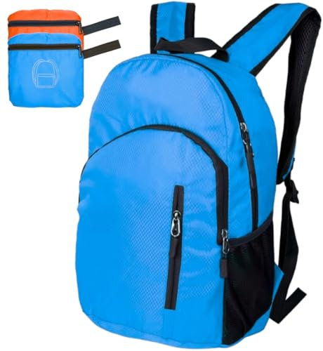 LOBISPEQ® ️ Ultraleichter 18L faltbarer Rucksack, perfekt zum Wandern, Fitnessstudio oder für den Alltag. Kleiner Rucksack für Damen und Herren, robust und wasserdicht., blau, 18L