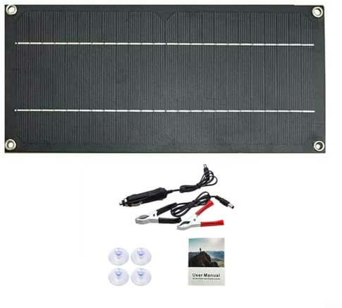 CNANRNANC 60W Solar Panel Kit 12V Erhaltungsladegerät für Auto Van Caravan Boot Einkristallchip Wasserdicht Solarpanel Ladegerät mit Krokodilklemmen Adapter