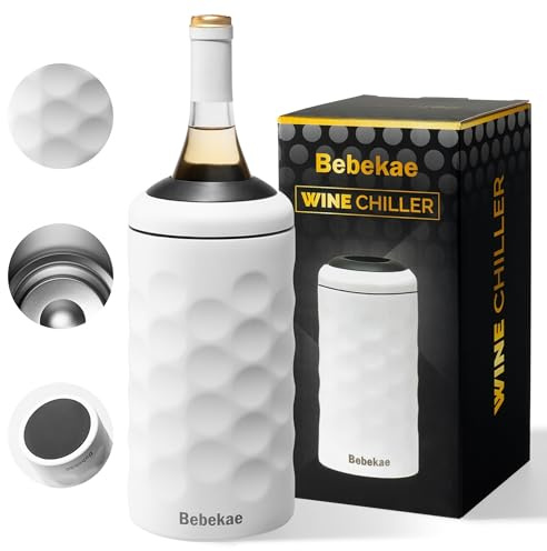 Keep Wine Cold for 6+ Hours Wine Chiller – Double Walled Stainless Steel Wine Bottle Chiller | Vacuum Insulated Wine Chillers for Bottles | Fits Most 750ml Wine & Champagne Bottles