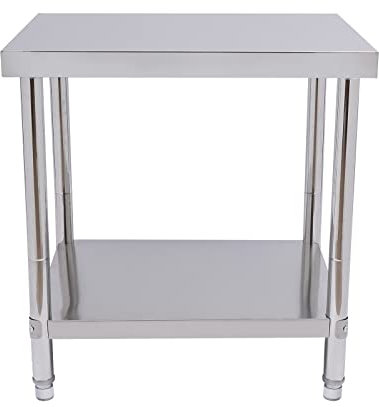 HOARLICN Edelstahl Arbeitstisch, Edelstahltisch Küchentisch 76x60 cm Gastro Zerlegetisch Mit Fußpolster 2 Lagiger Zubereitungstisch Edelstahl Gastro Tisch Mit Ablage Bis 400 Kg Belastbar