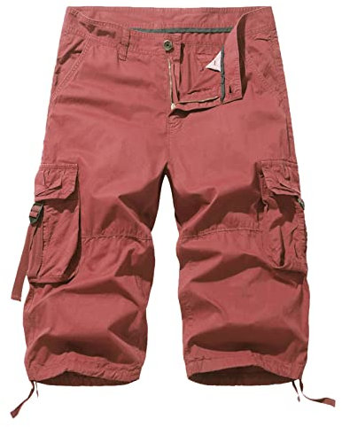 SRZYMJ Kurze Hose Herren Shorts 3/4 Herren Herren Kurze Hose Sport 5XL Cargo Shorts Men Kurze Freizeithose Herren Baumwolle Rot Chino Hose Herren Slim Fit Basketball Shorts 3XL
