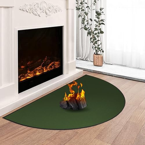 Alfombra ignífuga para chimeneas, 42 x 24 pulgadas, tapete ignífugo para chimenea para estufa de leña, chimenea, interior y exterior, protege los suelos de chispas color verde brasas (1 mm)