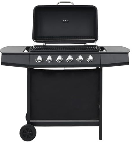 Tidyard Barbecue au gaz avec 6 Zones de Cuisson Acier Noir