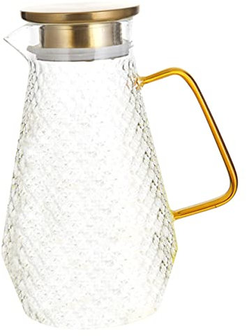 OKUMEYR 1500ml Borosilicate Glass Pitcher Lid, Heat Resistant Ice Water Pitcher for Juice, Iced Tea and Milk, Household Large Capacity Beverage Kettle Leak-Proof Spout