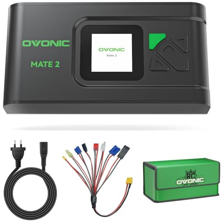 OVONIC Smart Akkuladegerät AC 200W 12A LiPo Balance-Ladegerät für LiPo/Li-Ion/LiHV/Life (2–6S) und NiMH (4–15S) Schwarz Mate2