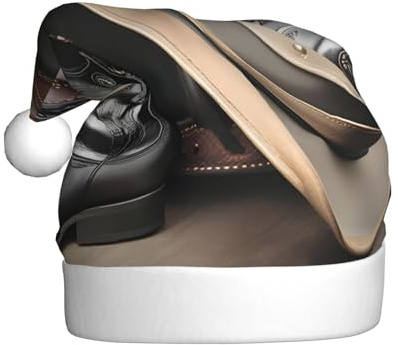WZYCWB Cowboy Schwarz Hut Westernstiefel Erwachsene Weihnachtsmütze Unisex Weihnachtsmann Weihnachten Halloween Urlaub Party Erwachsene Plüsch Weihnachtsmütze