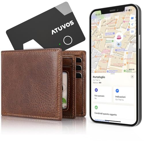 ATUVOS Wallet Tracker Carte Rechargeable Ultra Mince 1.6 mm, Air Traceur Tag Compatible avec Apple Localiser App (iOS Uniquement), Bluetooth Localisateur d'articles pour Portefeuille, Passeport, Sacs