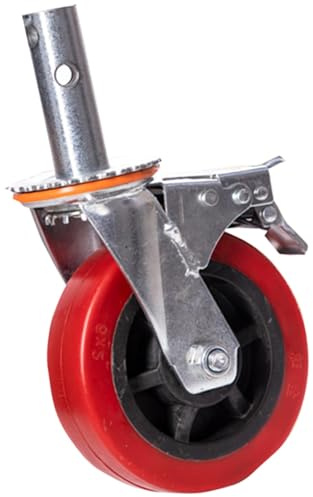 JTPMYFT Rueda Universal de 6 Pulgadas con Freno for Obras de construcción, Ruedas de andamio de Alta Resistencia, rodamientos de husillo.(Red(Dual Brake))