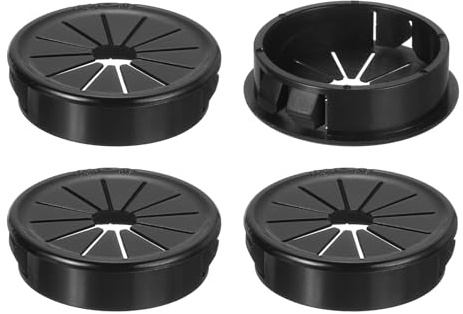 QUARKZMAN 4pz Passacavo per Scrivania Nero, Passacavo a Scatto con Otturatore per Fori con Montaggio da 1.5(38mm), Passacavo Rotondo in Nylon a Scatto per Gestione Cavi e Fili