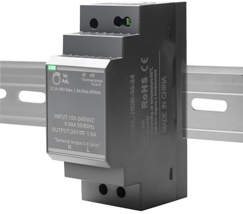Vaileal Hutschienen Netzteil 24V: 24VDC 30W 1,25A, HDR-30-24 Hutschienen Schaltnetzteil DIN Schienen, DIN Schienen Transformator für Industrielles Automatisierungs System