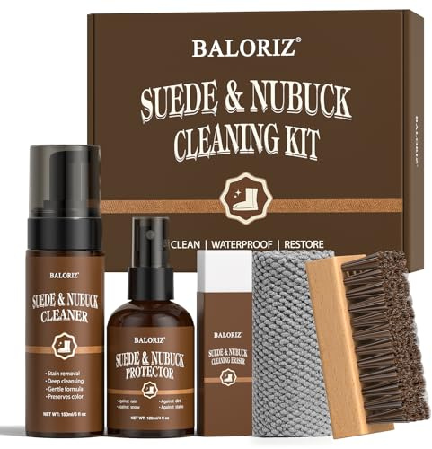 Wildleder- und Nubuk-Pflegeset: Reiniger, Schutz, Wildlederbürste und -radierer: Reinigen, schützen und restaurieren Sie Schuhe, Stiefel, Uggs, Möbel, Jacken, Taschen und Kleidung. Sicher für jede Far