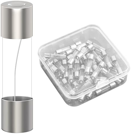50 Pezzi F6.3AL250V, Fusibili Vetro Lento 6,3A 250V, Fusibili 5x20MM, Fusibili di Sicurezza in Vetro Ritardati per Protezione Elettronica, Lampade, Elettrodomestici e Apparecchiature Elettriche
