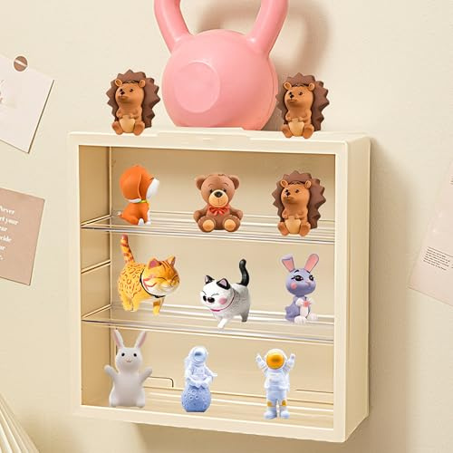 CHSG Transparente Zeichenanzeige, Cremefarbe Schaukasten, Hängevitrine, Wandvitrine Für Sammlerstücke, Action Figuren Und Miniaturmodellen,Transparente Vitrine Für Figuren, Modellautos