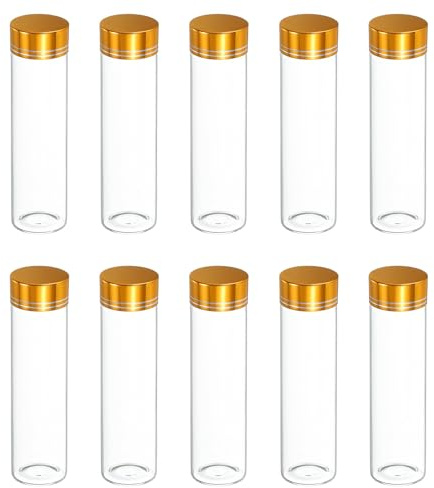 sourcing map 10 mini botellas de vidrio con tapas, botellas pequeñas transparentes de 50 ml, frascos vacíos de vidrio para manualidades, fiestas, bodas, recuerdos de decoración