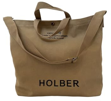 Holber Damen Canvas Handtasche – Umhängetasche mit Schultergurt & Griff – Große Alltagstasche für Büro, Freizeit & Reisen