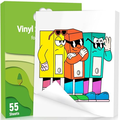 Weliu Glossy Sticker Paper for Inkjet Printer – 55 Sheets Compatible with Cricut, Waterproof Printable Vinyl | Ideal for DIY Crafts, Gift Decor & Promotional Labels (8.5x11)