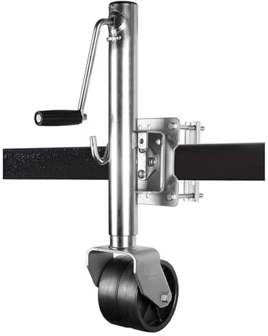 OTQEFTN Beach Wheel Trailer Jack - Heavy Duty Marine Swivel Trailer Jack,Rotating Trailer Guide Wheel/with 6'' Dual Nylon Wheel,10'' Lift/Trailer Jockey Wheel 1500 lb Capacity/for RV Travel Camper