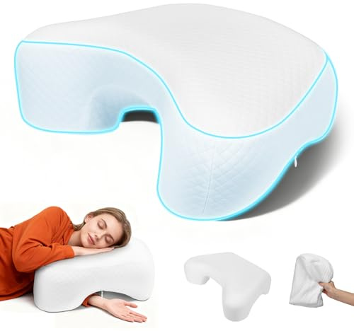 Nastopee Almohada para dormir de lado con sisa, almohada cervical ergonómica ortopédica con 3 brazos, almohada de espuma viscoelástica para cuello, lados, espalda y vientre para aliviar la presión, 46