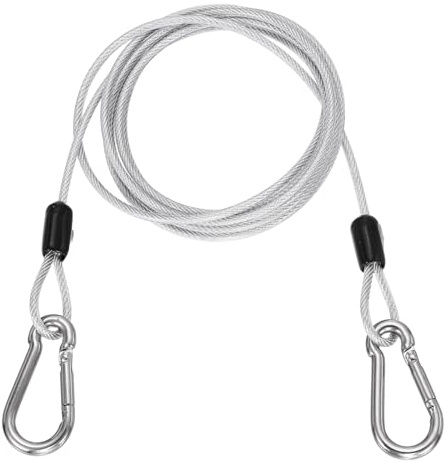 PATIKIL 1.5m Security Steel Cable with Snap Hook, 1Pcs PVC Coated Flexible Double Loop Wire Rope Bike Cable Lock Security Chain for Outdoor Travel Luggage, Clear