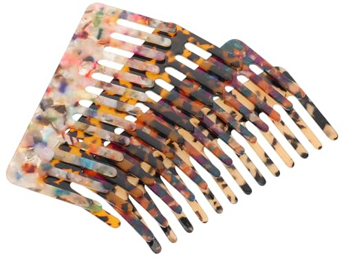 ABOOFAN 4 pièces Lot de Peignes à Dents Larges Acétate Cellulose Anti-statiques Peignes Colorés à Motif Léopard et Floral pour Coiffage Quotidien des Femmes Démêlage Facile Frisottis