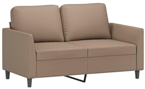 Mhdvray 2-Sitzer Kunstleder Couch Cappuccino 140×77×80 cm, Metallgestell, 120 cm Sitzbreite, 110 kg/Platz, Wohnzimmer-/Küchensofa