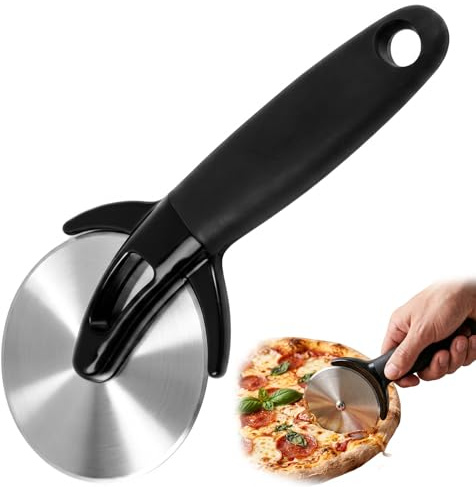Nexaflow Cortador Pizza Rueda De Pizza De Acero Inoxidable Pizza Peel | Rueda de pizza de acero inoxidable con funda protectora, cortador afilado antideslizante, lavable en lavavajillas