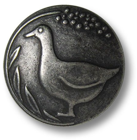 Wunderschöne, rustikale Metallknöpfe mit traditionellem Motiv: Gans. Perfekt als Trachtenknöpfe oder für Landhausmode! Durchmesser: ca. 16mm.