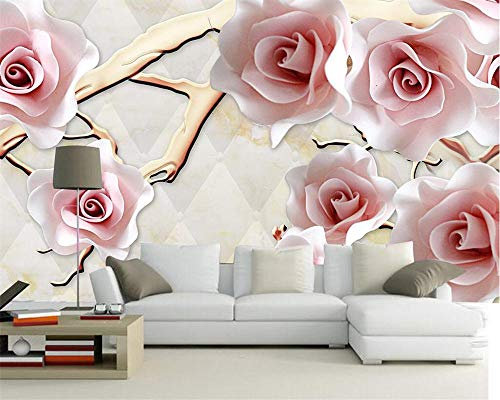 Papier Peint Panoramique 3D Tapisserie Intissé Murales poster geant photo Décoration Murale Effet Trompe Loeil 430x300cm fleur rose fantastique