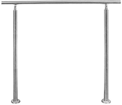 Froadp Pasamanos de acero inoxidable robustos con 2 postes, juego de barandilla de seguridad para interiores y exteriores, parapeto para escaleras, balcón, patio, terrazas, entradas de jardín