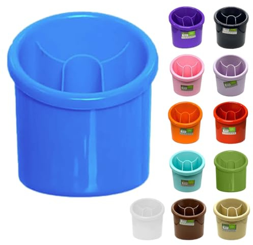 ECO Plastic Cutlery Drainer | 4-Compartment Utensil Holder for Kitchen & Sink Organization – BPA-Free, Durable Knife and Fork Holder with Compact Design – Multiple Color Options (Blue)