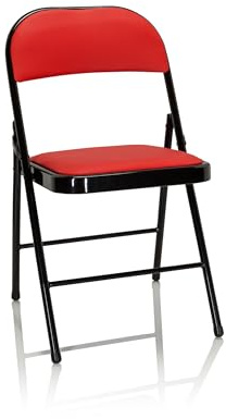 hjh OFFICE Klappstuhl TUDELA, Metallgestell Kunstleder, Rot | gepolstert, Besucherstuhl, Faltstuhl klappbar, bis 130kg belastbar