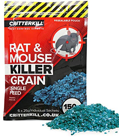 CritterKill Rat & Mouse Killer Poison Grain 150g SINGLE FEED - EXTRA STRENGTH (150g)