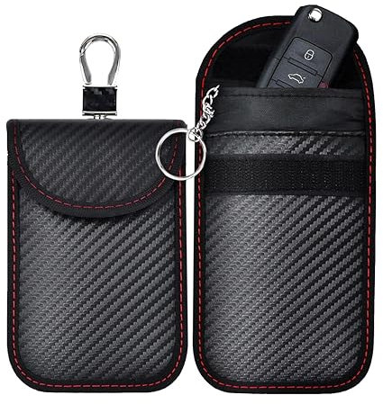 Faraday Pouch for Car Keys 2 Pack - Premium Signal Blocking RFID Keyless Entry Protection Bag | Anti-Theft Car Key Case for Remote Entry Security | Key Fob Blocker Pouch with Double Layer Shielding