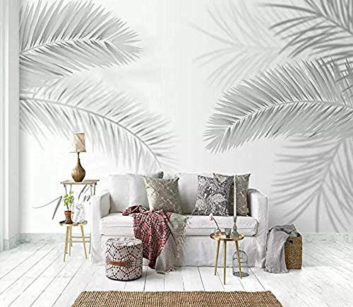 Papiers Peints Moderne Noir et Blanc Plante Feuille De Noix De Coco Palmier Papier Peint 3D Salle de séjour Chambre à coucher Salle de séjour Mural murale enfant-350cm×256cm