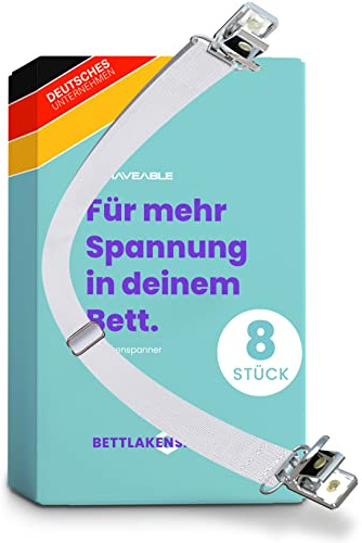 Haveable Bettlakenspanner 50-200 cm, Betttuchspanner 8 Stück, verstellbar | Spannbettlaken Spanner, Bettlaken Spanner, Topper, Metallclips, elastisch, faltenfrei, Matratze