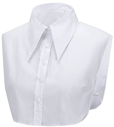 LoudSung Fake Collar Detachable Half Shirt Blouse False Collar Big Pointed Cotton Collar Elegant for Women Girls