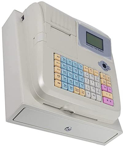 Niczu Kommerzielle Elektronische Registrierkasse mit LED Kundenanzeige und Schublade, für Kleine Unternehmen, Restaurants, Einzelhändler, 48 Tasten Erhöhte Tastatur