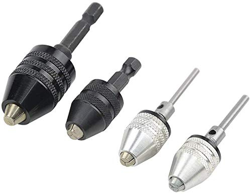 Adapter zum Wechseln von Bohrfutter, 4 Stück, Serie Mini Schraubendreher-Adapter, Bohrfutter mit 3 Backen, Bohrfutter-Set für Umwandlung von Elektrobohrern