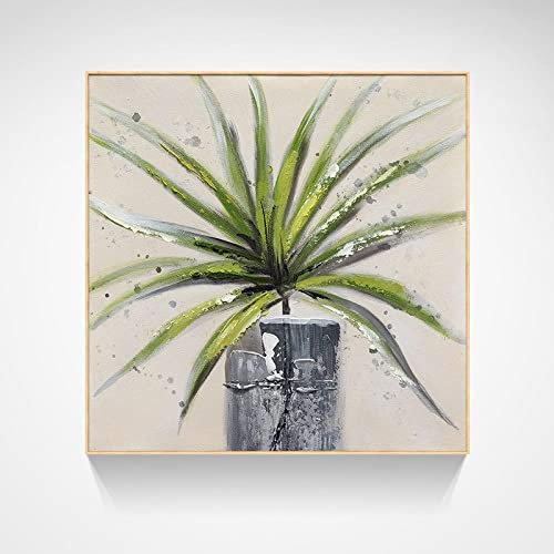 Leinwand Bilder, Grüne Textur Agave Pflanze Eingemachte Abstrakte Moderne Rahmenlose Original Handgemalte Ölgemälde Auf Leinwand Für Familienwand Wohnzimmer Esszimmer Home Art Decor,90X90Cm(36X