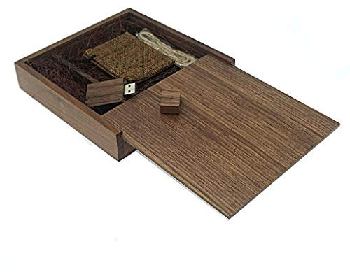 Desuerte Nussbaum Holz USB 2.0 Flash Drive Geschenk Set.16GB Memory Stick mit eleganter Nussbaum Box und personalisierter Touch.Perfekt für Hochzeiten, Feiertage, durchdachte Geschenke