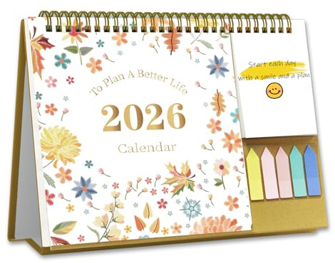 Kleiner Tischkalender 2024, Monatlicher Tischkalender mit Taschenordner, Januar 2024 - Dez. 2024, 20,3 x 25,4 cm, stehender Flip-Kalender mit To-Do-Listenseite, Ihr persönlicher Tagesplaner, Kalender