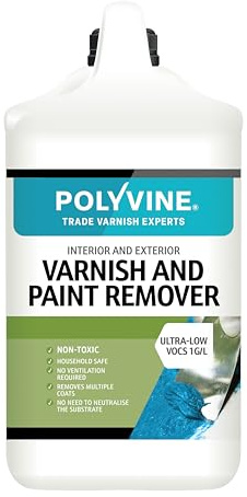 Polyvine Varnish and Paint Remover – Interior & Exterior Non Toxic Paint Remover & Varnish Stripper – Household Eco Safe Removal of Multiple Layers from Masonry, Brick, Wood, Furniture & More - 4L